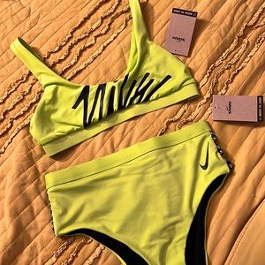 Brand New Neon Green Nike Swim Set
